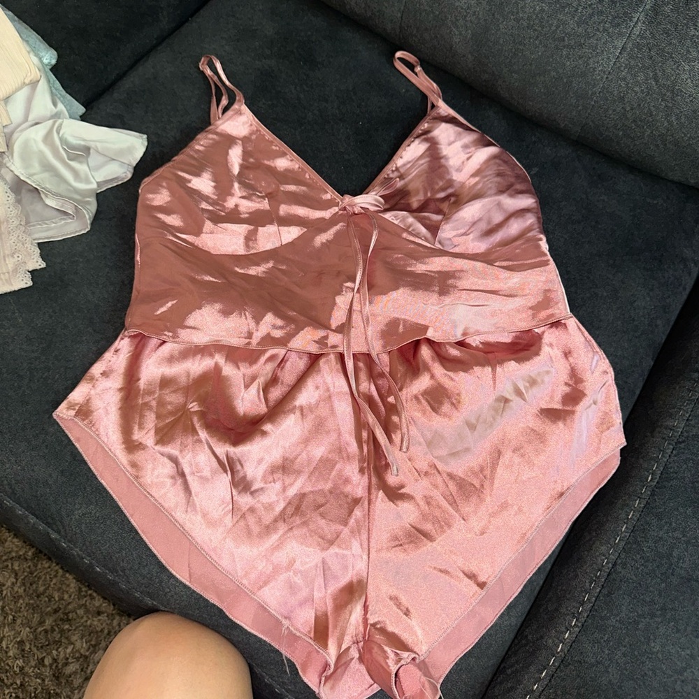 SHEIN Dusty Rose Satin Cami & Shorts Set